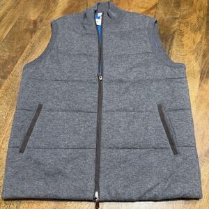 Peter Millar Crown Flex Quilted Merino Wool Vest Gray  Nylon Lining NEW M